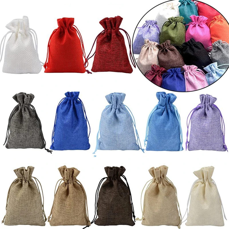 Jute Bag Packaging - ドローストリング付きナチュラルジュート黄麻布バッグ,さまざまなサイズのギフトバッグ,ジュエリーパッケージ,結婚式,DIY,カスタマイズ可能なロゴ,10個,5個
