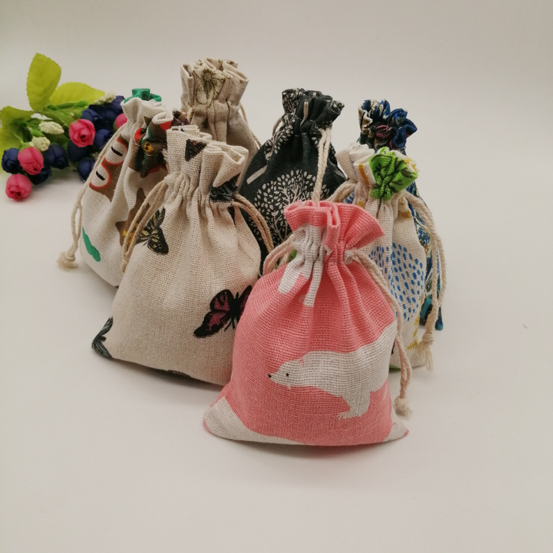 Jute Bag Packaging - 100 個パターンスタイルジュエリー収納袋巾着ジュートコットンポーチ小さな DIY ギフトバッグディスプレイや保管用