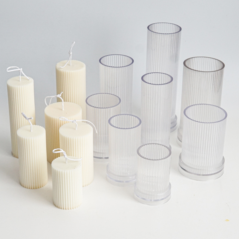 Candle Making Kit Diy - 新しい DIY ピンストライプラウンド細かい歯円筒キャンドルプラスチック金型ストライプキャンドル Pc アクリルプラスチック金型キャンドル作成キット金型