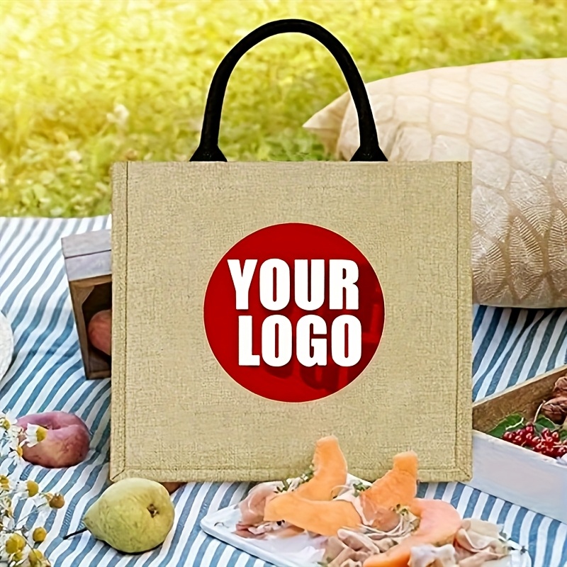 Jute Bag Packaging - カスタムジュートトートバッグ、名入れ可能、大型包装、再利用可能、展示会、食料品店での買い物、女性のためのアウトドアに最適