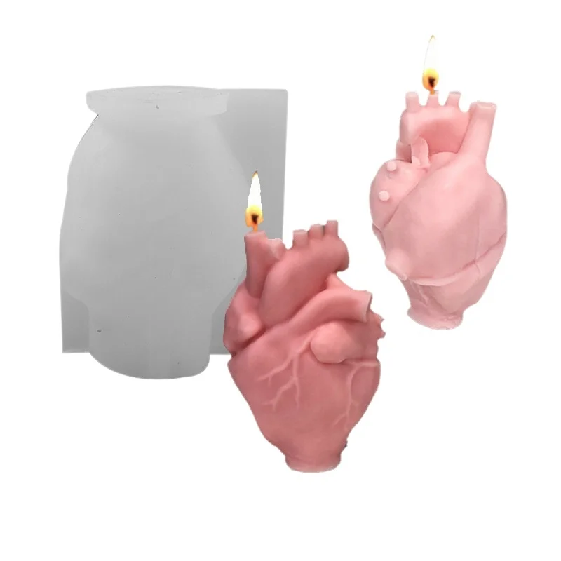 Candle Making Kit Diy - DIY人間の心臓型シリコンキャンドル型 クリエイティブ3Dハートキャンドル製作キット 手作り石膏樹脂石鹸型 ホームアートワーク