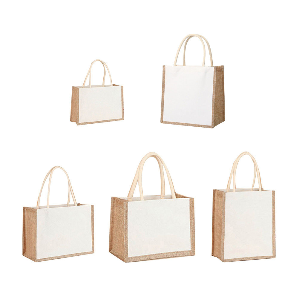 Jute Bag Packaging - 女性用トートハンドバッグ 大容量 キャンバス トップハンドル ジュートハンドバッグ 再利用可能