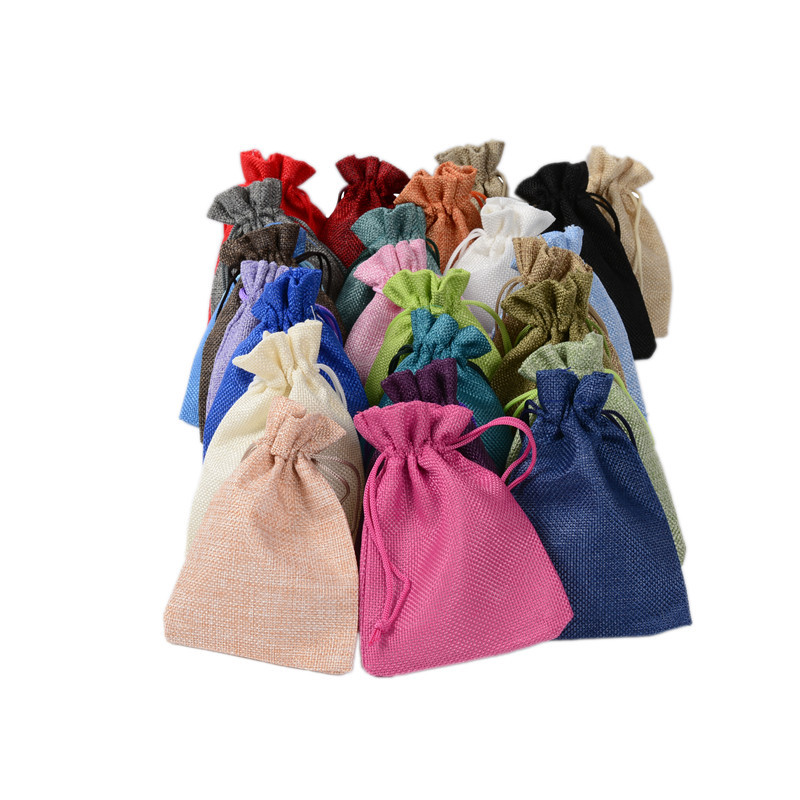 ホット50個入りリネンジュート巾着ポーチコットンミックスカラ - Jute Bag Packaging のレビューと価格