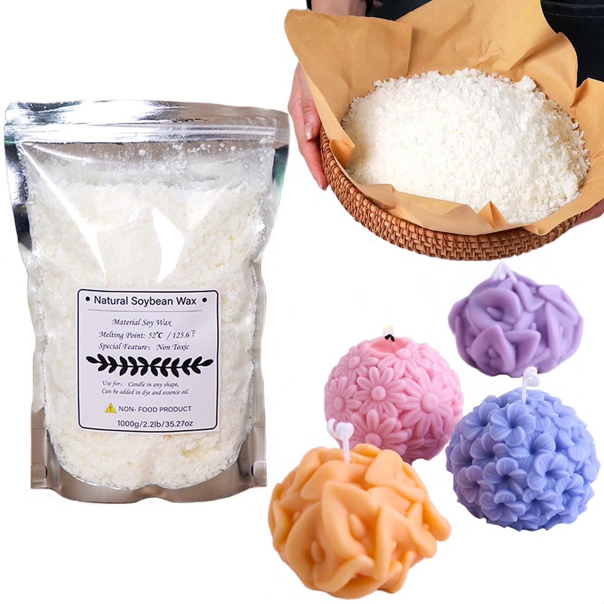100/250/500/1000 グラム天然大豆ワックスフレ - Candle Making Kit Diy のレビューと価格