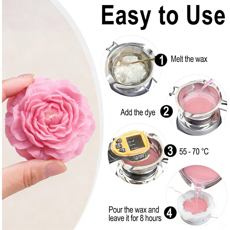 5フラワーキャンドルモールドセット、3D花柄シリコンキャンド - Candle Making Kit Diy のレビューと価格