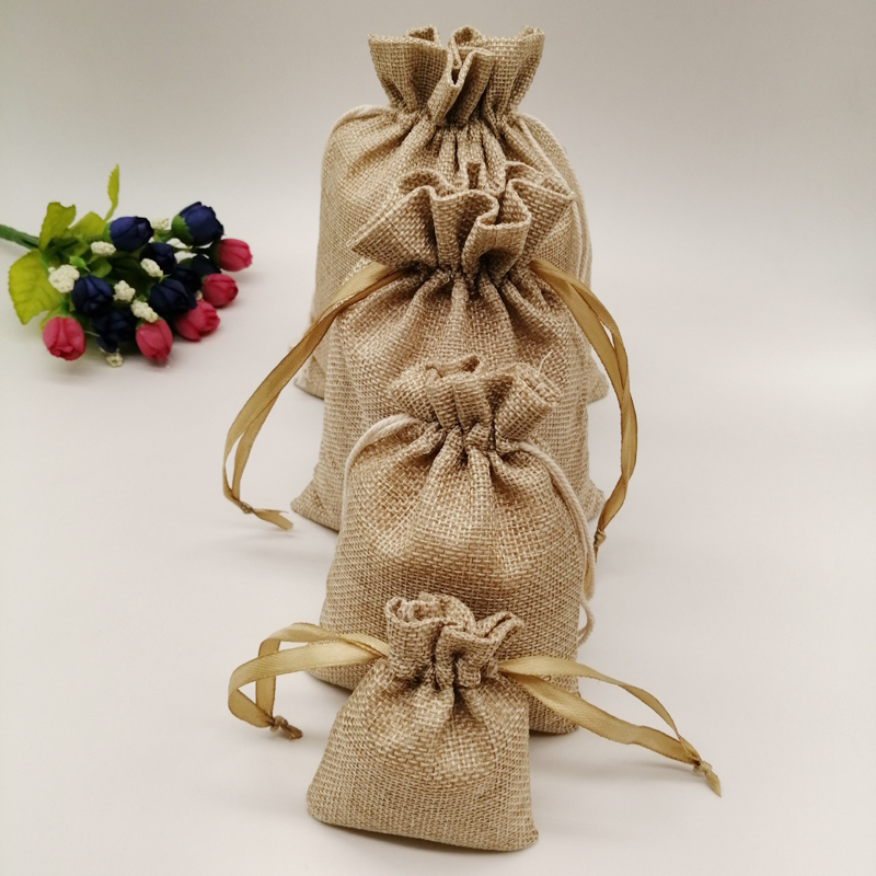 45 個再利用可能なミニジュートバッグバルクコットンリボン巾 - Jute Bag Packaging のレビューと価格