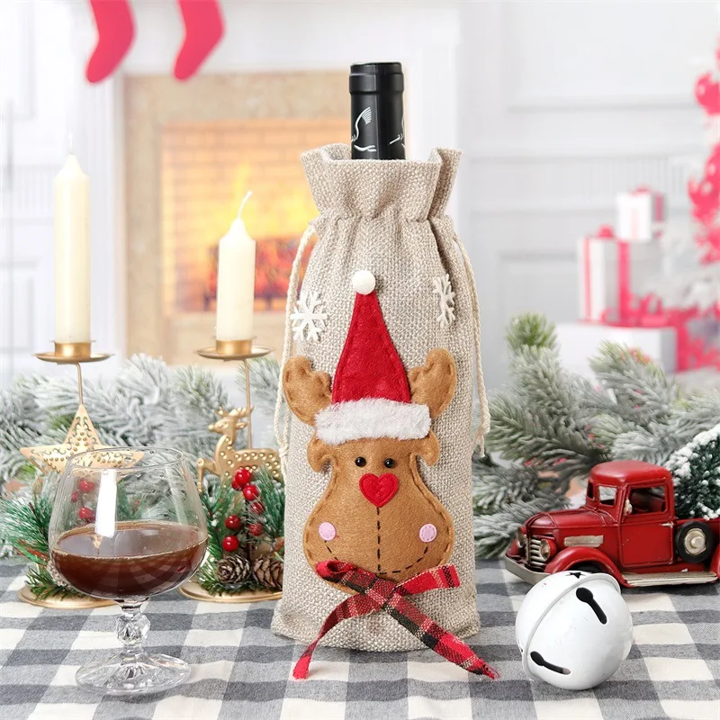 クリスマスワインボトルカバーバッグ、クリスマス、雪だるま、サ - Jute Bag Packaging のレビューと価格