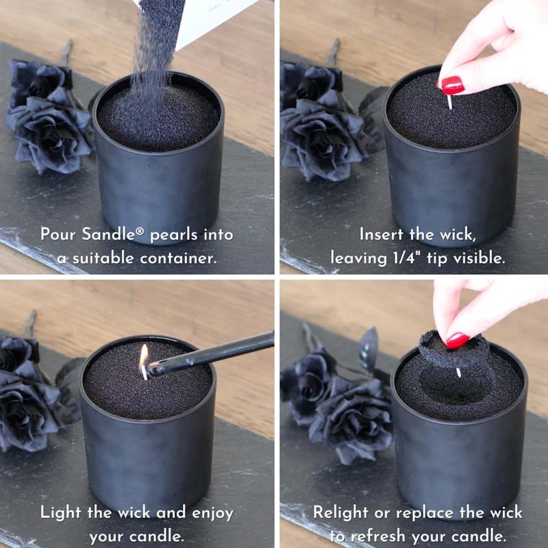 黒色のキャンドルサンド（芯付き）、200g、10個の芯付きパ - Candle Making Equipment のレビューと価格