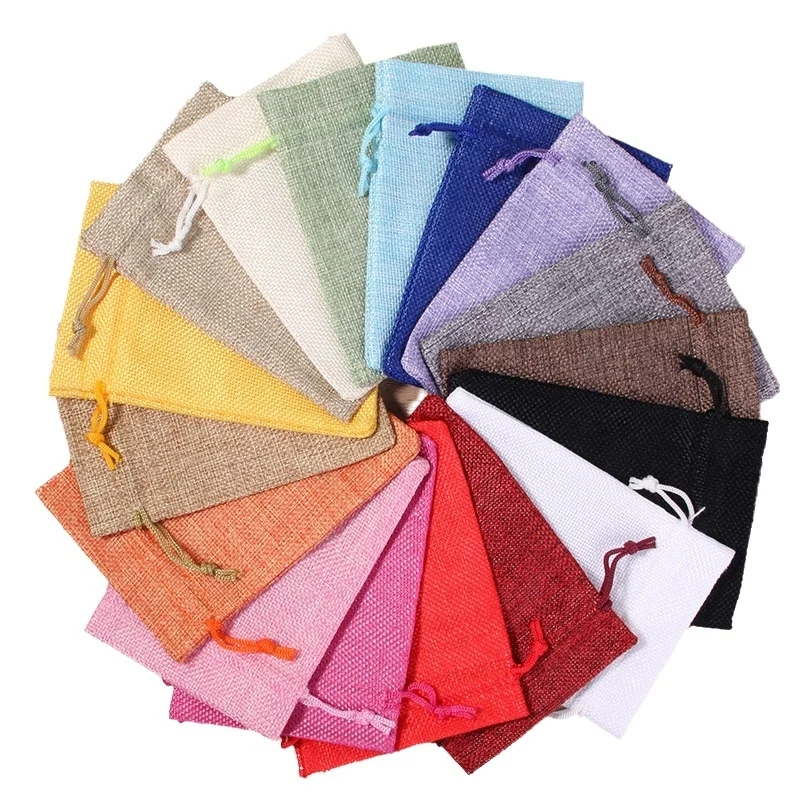 10/50/100 個巾着天然黄麻布バッグジュートギフトバッ - Jute Bag Packaging のレビューと価格