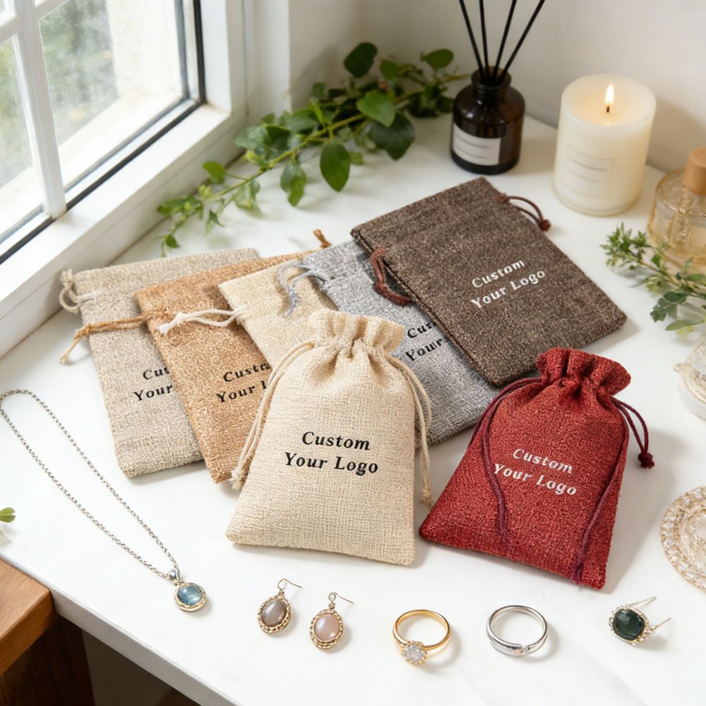 100 個パーソナライズされたロゴ麻袋ギフトバッグ巾着付き再 - Jute Bag Packaging のレビューと価格