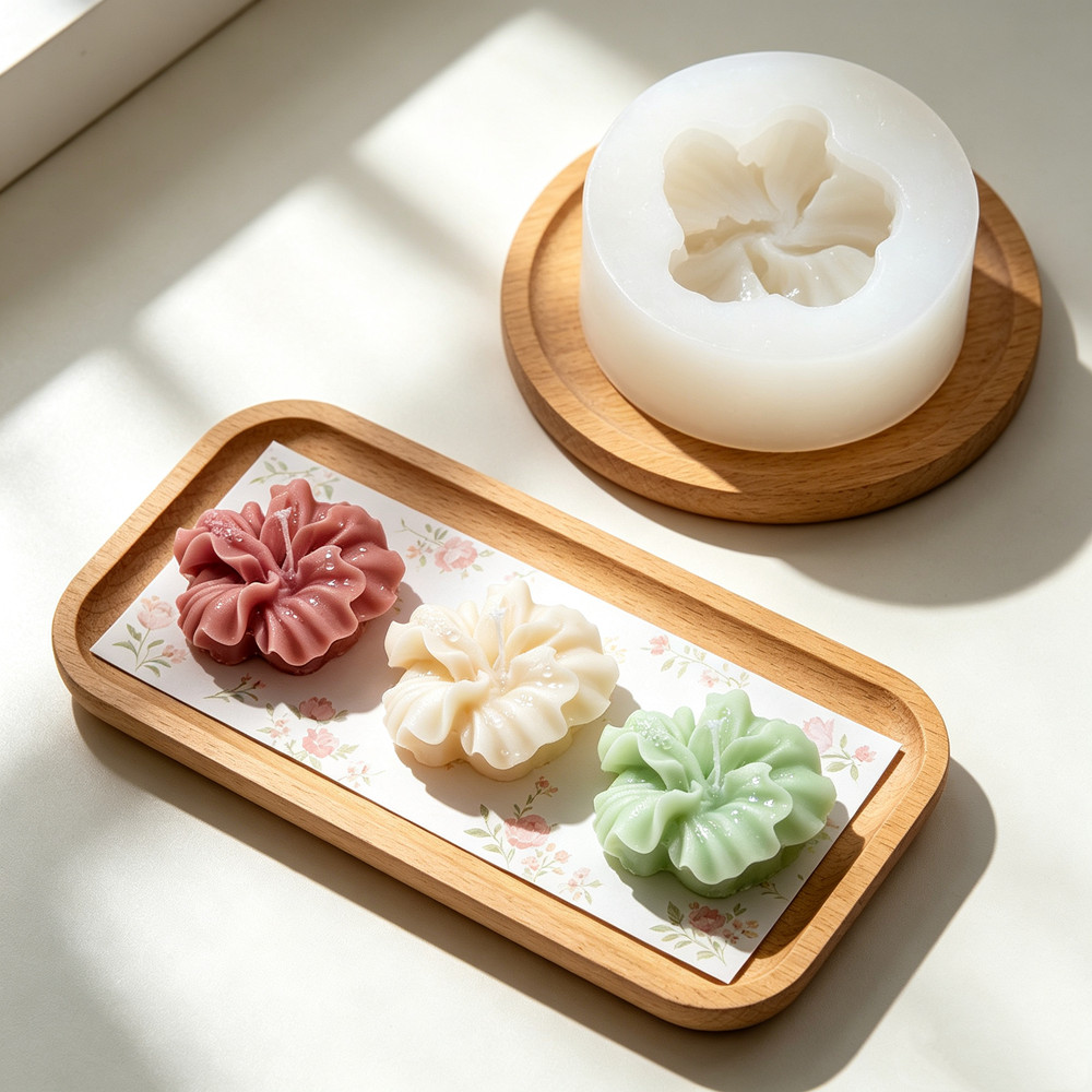 2個入りハイビスカスフラワーキャンドルモールド、ポリマークレ - Candle Making Kit Diy のレビューと価格