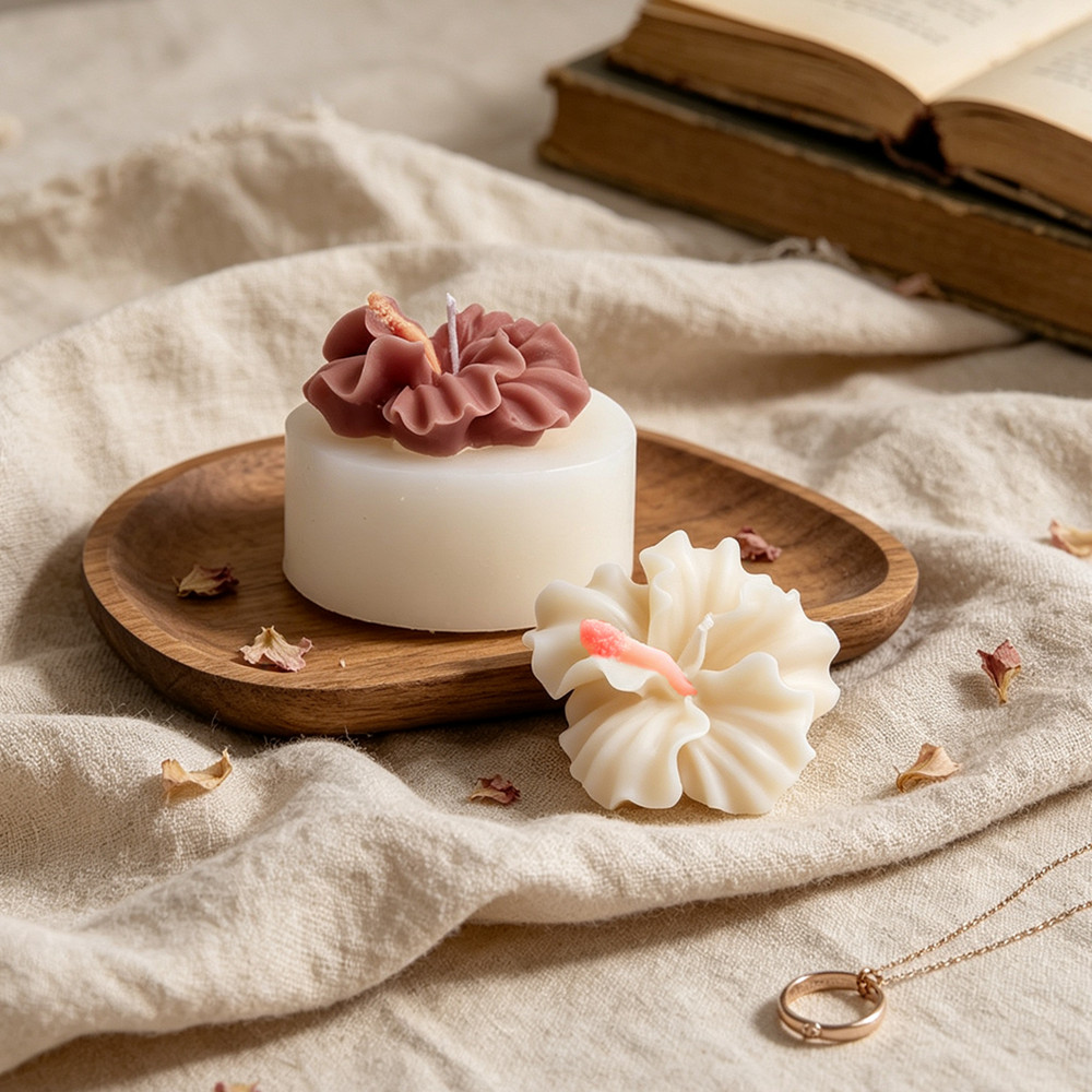 2個入りハイビスカスフラワーキャンドルモールド、ポリマークレ - Candle Making Kit Diy のレビューと価格